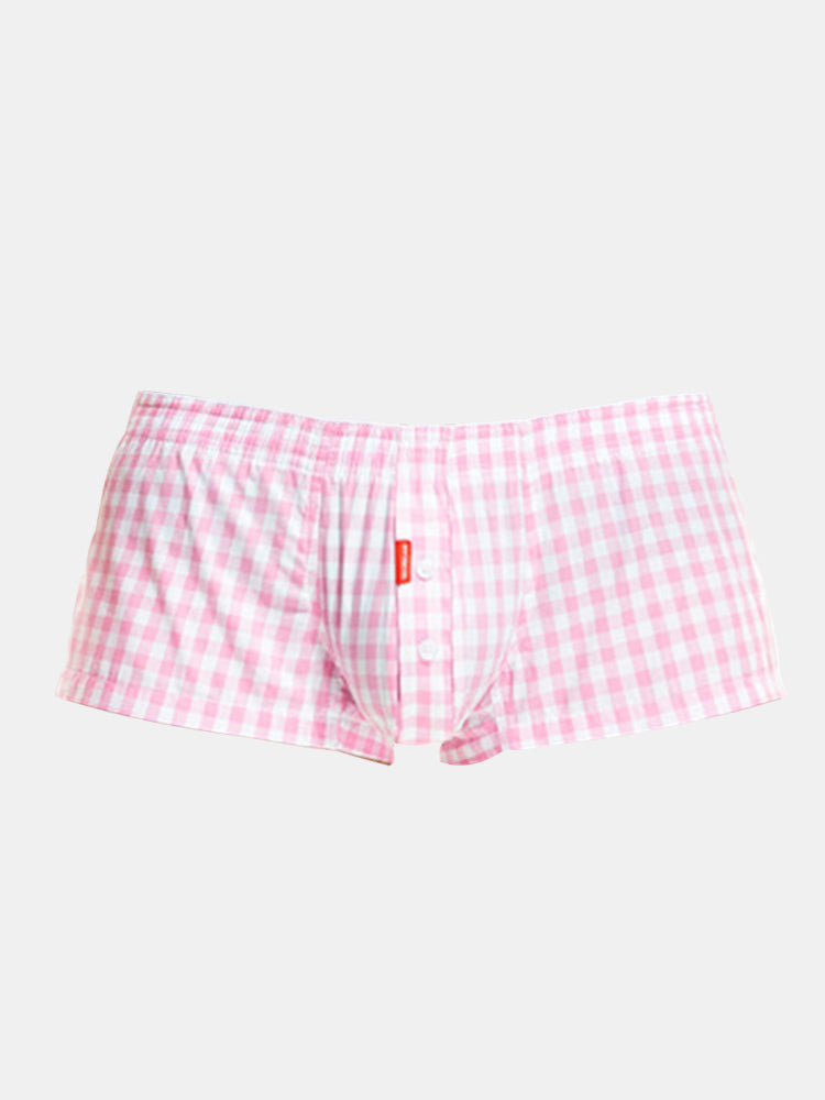 Plaid 100% Cotton Men's Soft Trunks