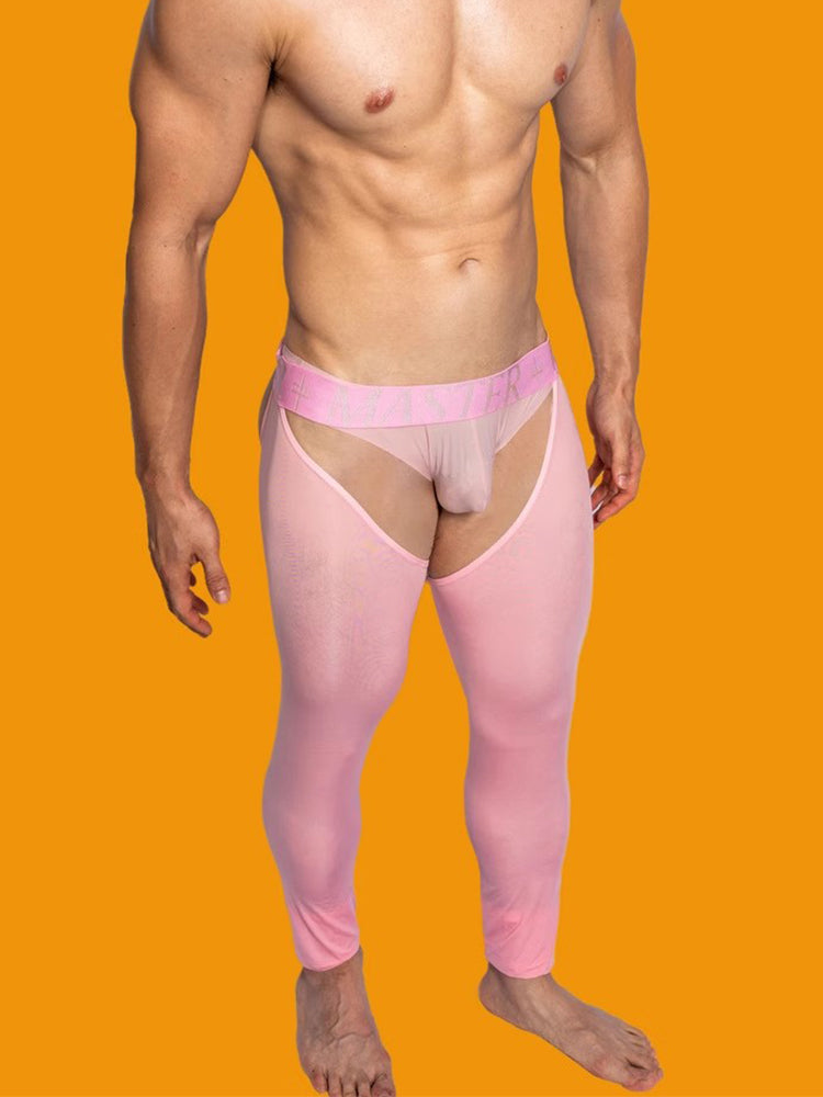 Men's Low-Waist Sexy Hollow Silk-Smooth Semi-Transparent Thermal Pants