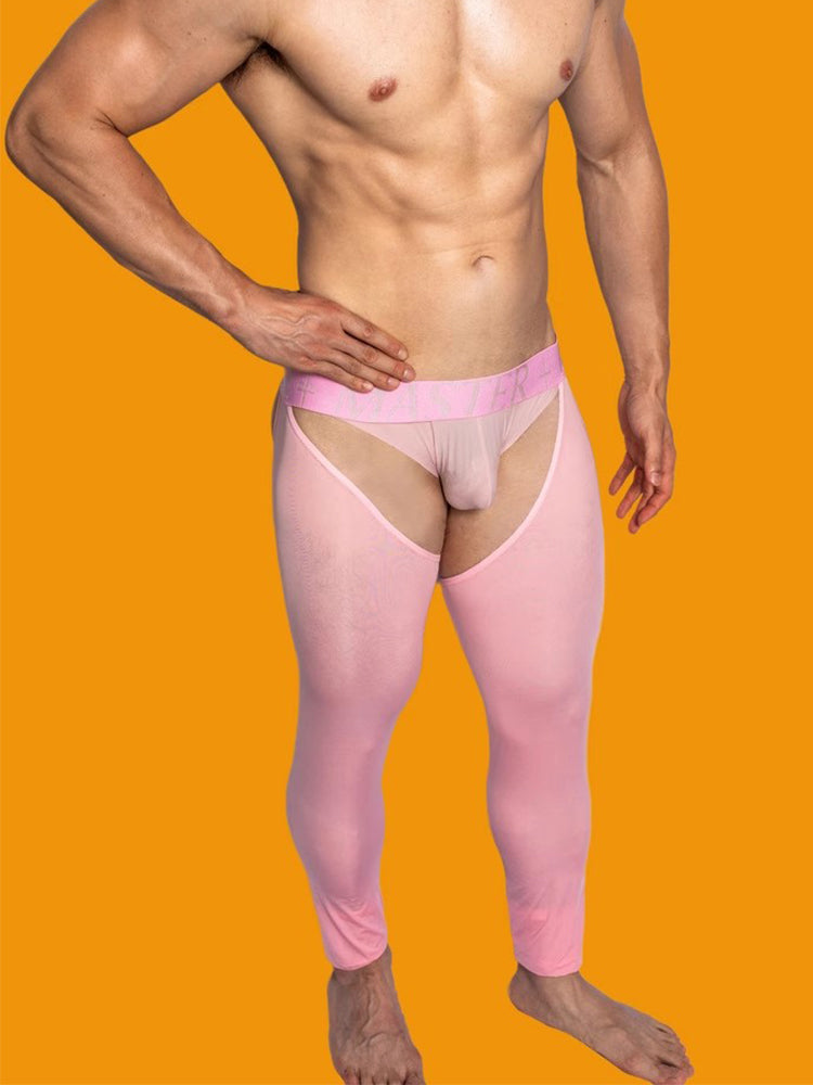 Men's Low-Waist Sexy Hollow Silk-Smooth Semi-Transparent Thermal Pants