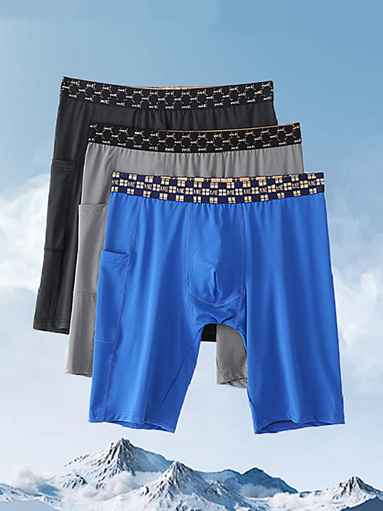 2 Pack Men’s Compression Boxer Shorts with Side Pocket