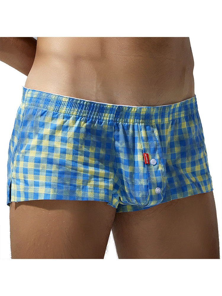 Men's Low-Rise Plaid Sexy Pouch Boxers