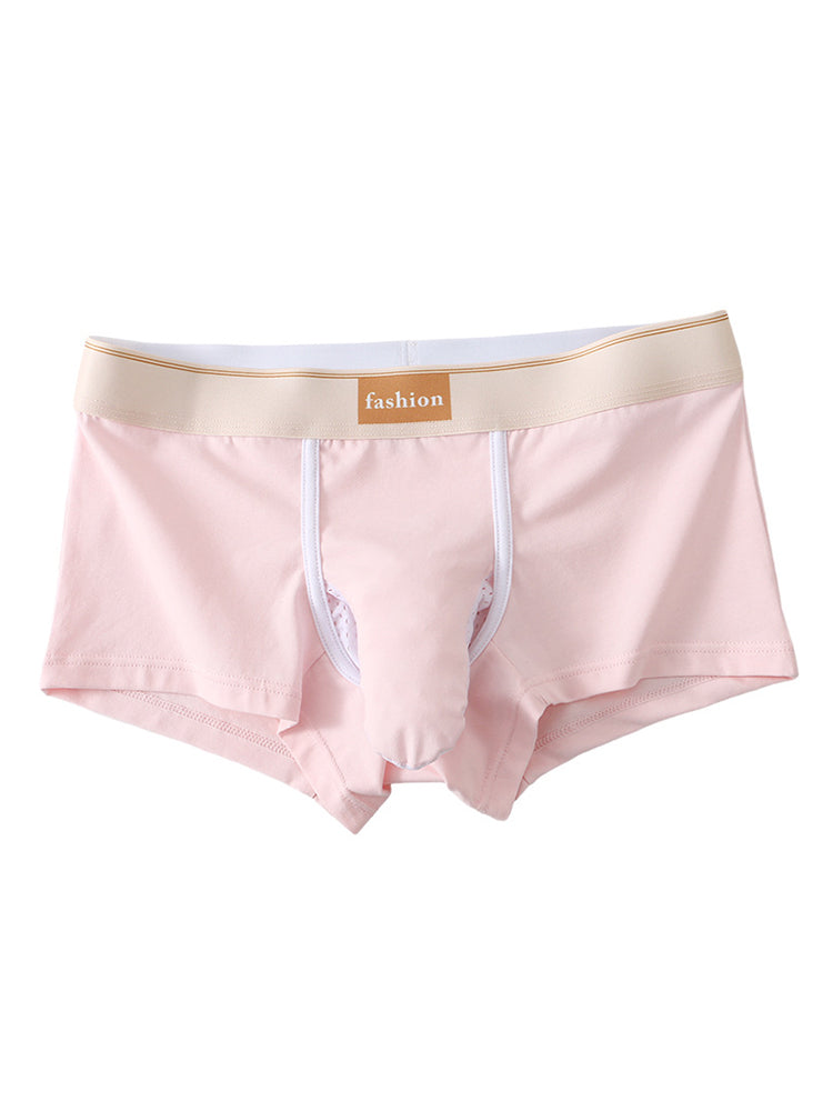 3 Pack Men's Elephant Trunk Separate Cotton Sexy Mid-Rise Solid Color Trunks