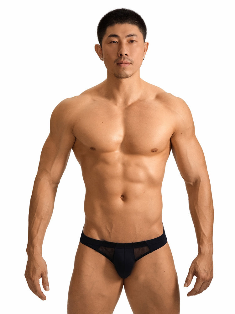 2 Pack Men's Sheer Mesh Low-Rise Sexy Ice Silk Briefs