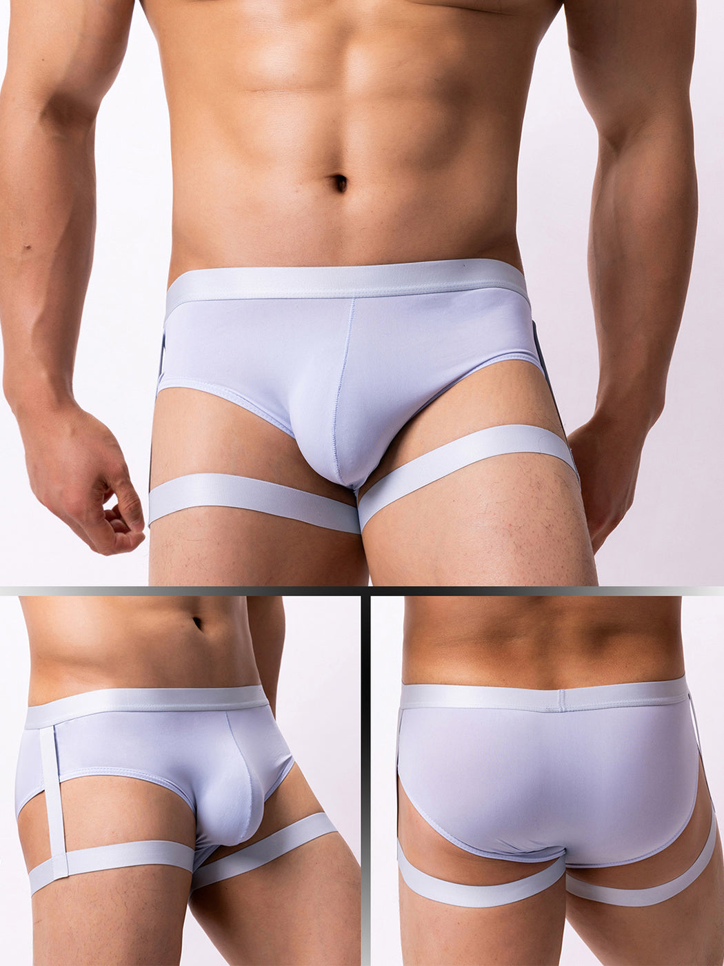 Men’s Sexy Solid Color Suspender Briefs