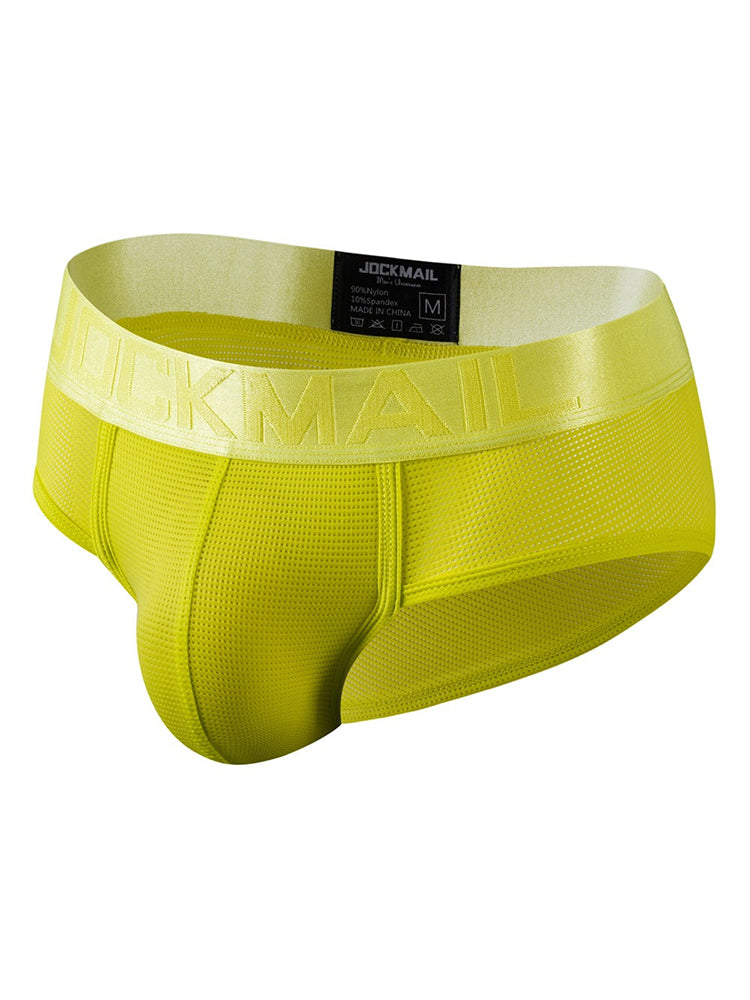 Men's Solid Color Mesh Breathable Sports Fitness Briefs