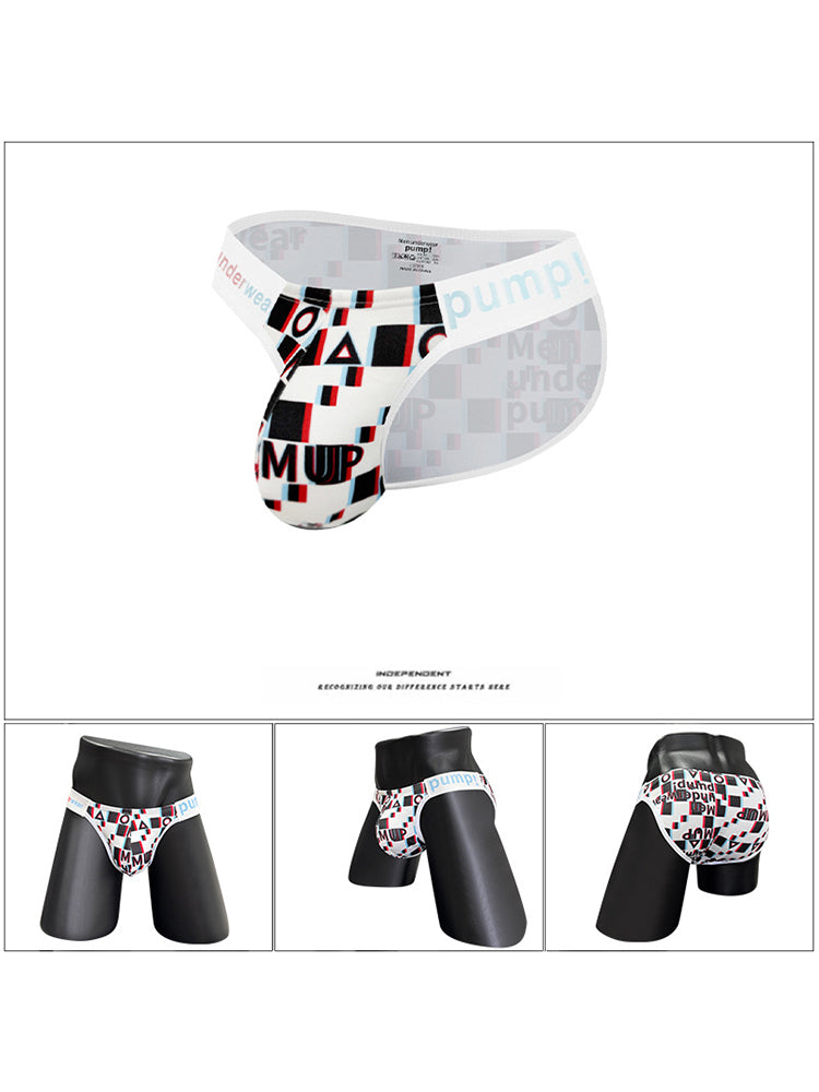 2 Pack Men's Breathable Alphabet-Print Expanded Pouch Briefs