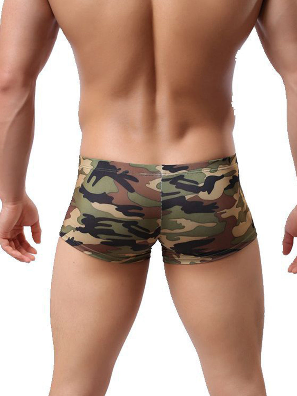 Men’s Camo Print Trunks With U Convex Front Pouch