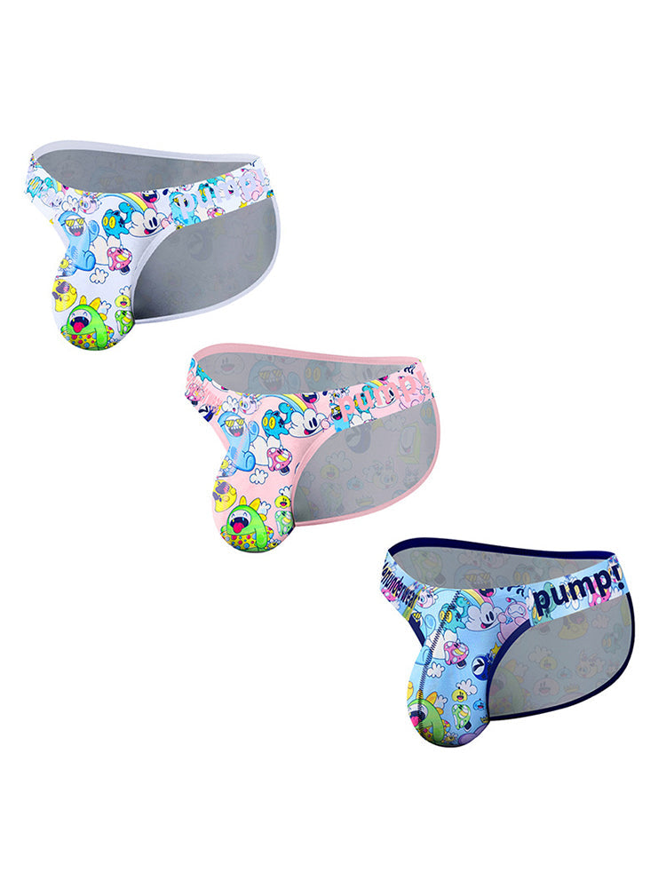 2 Pack Men's Cartoon High-Cut Breathable Bikini