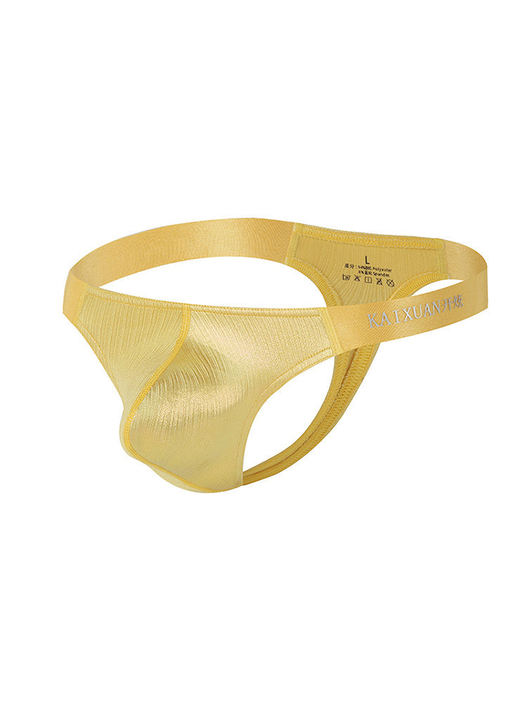 3 Pack Men's Low Waist Transparent Sexy Large Pouch Ice Silk Thong