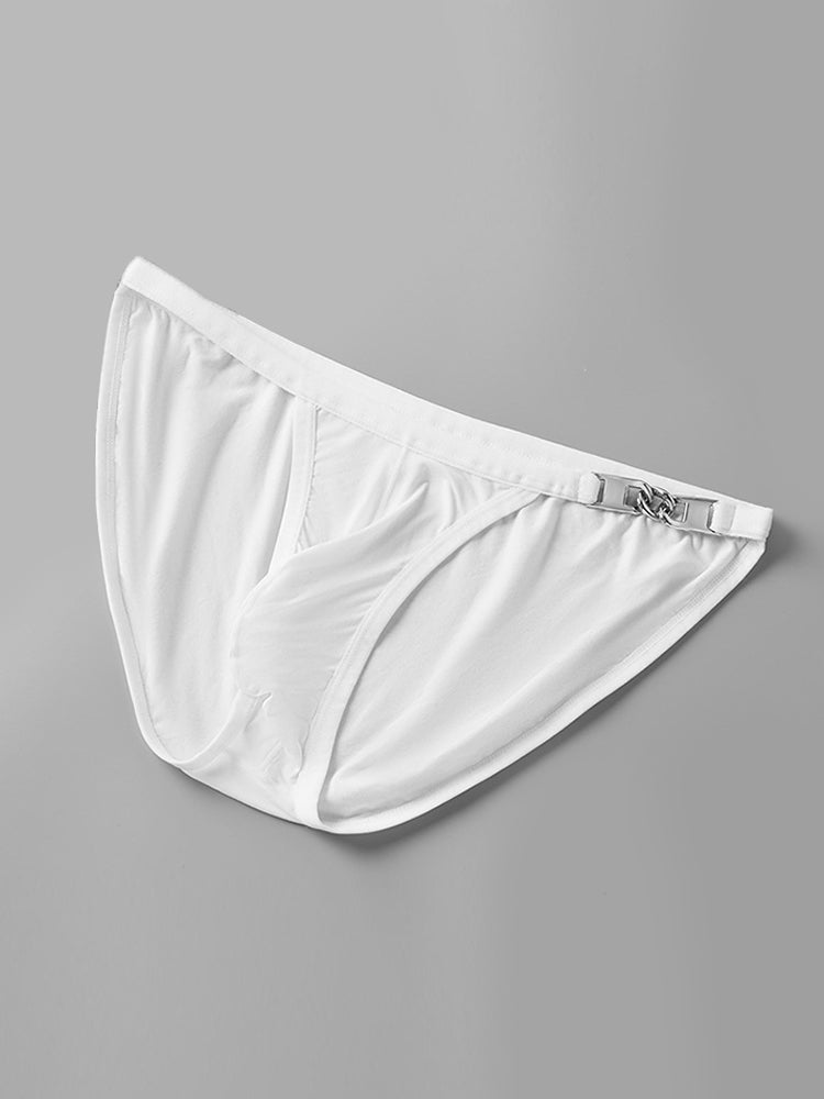 2 Pack Men's U-Shaped Pouch Low-Rise Metal-Clasp Thin Briefs