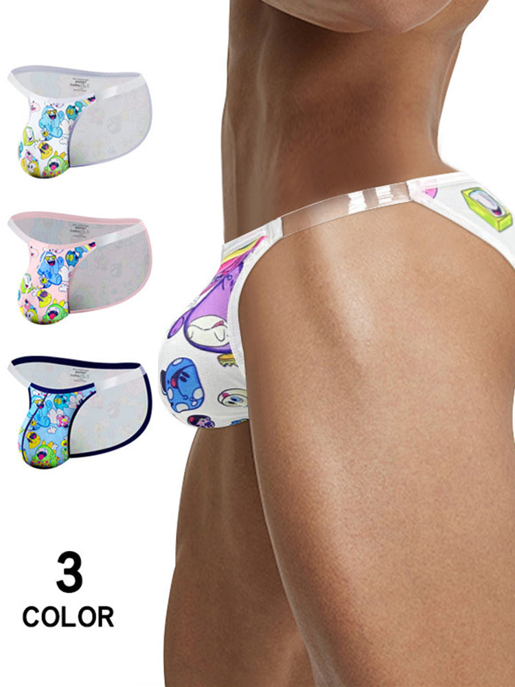 2 Pack Men's Trendy Printed Cartoon Comfortable and Breathable Bikini