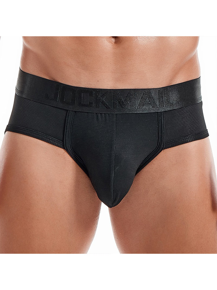 Men's Solid Color Mesh Breathable Sports Fitness Briefs
