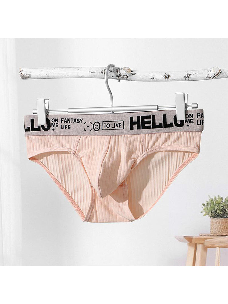 Men's Cotton Ribbed Breathable Briefs with 3D Pouch