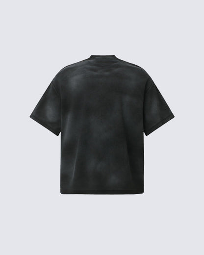 American Retro Street Style Distressed Printed Short T-Shirt