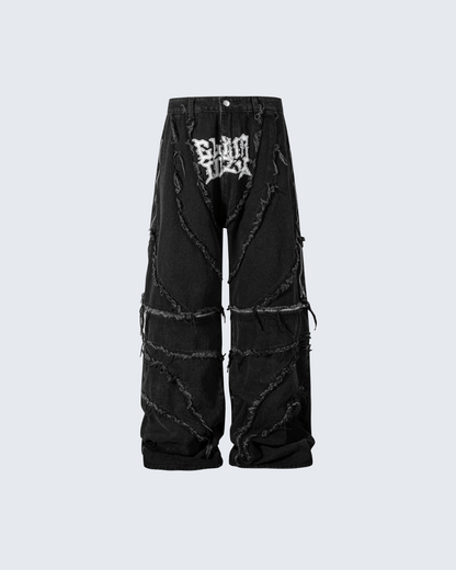 Gothic Spiral Distressed Convertible Jeans
