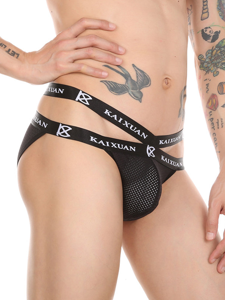 2 Pack Men's Ice Silk Mesh Capsule Pouch Sexy Jockstrap