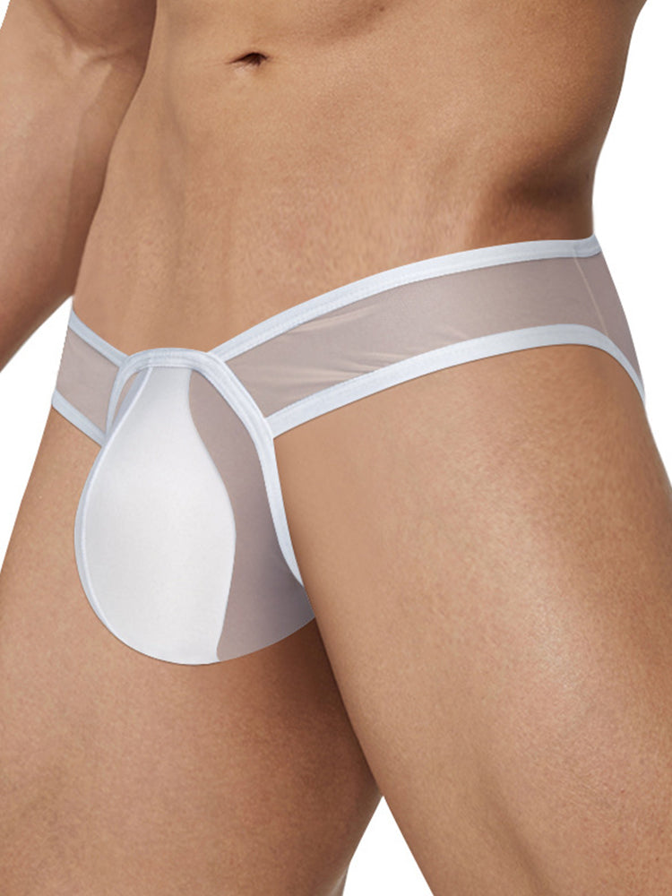 2 Pack Men's Sexy See-Through Triangle Y-Shaped Sleep Briefs