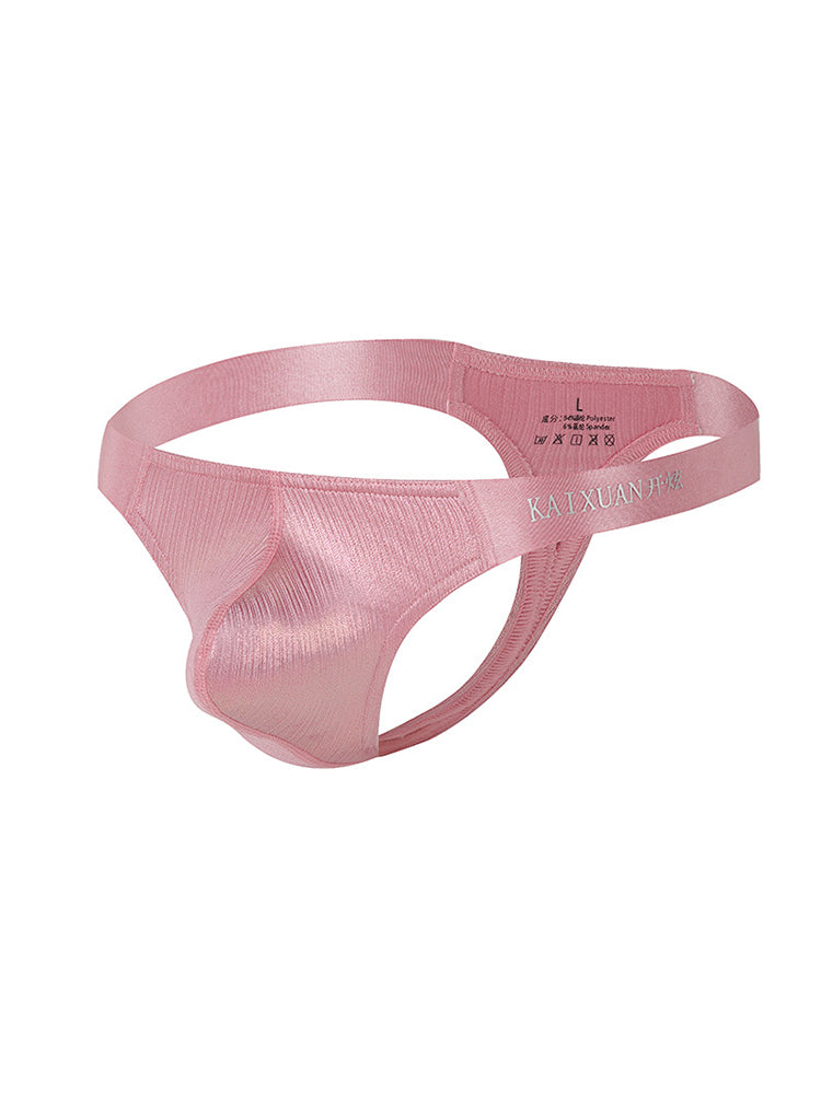 3 Pack Men's Low Waist Transparent Sexy Large Pouch Ice Silk Thong