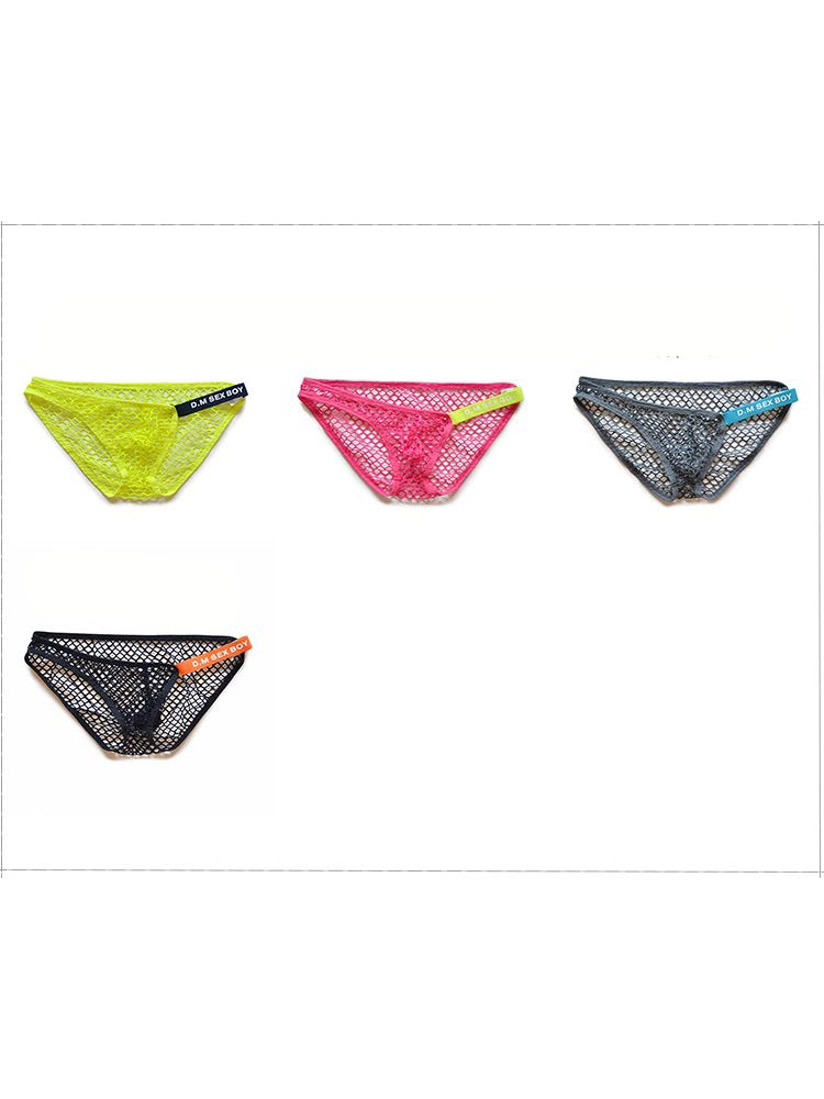 2 Pack Men's Low Waist Sexy Mesh Breathable Sports Transparent Briefs