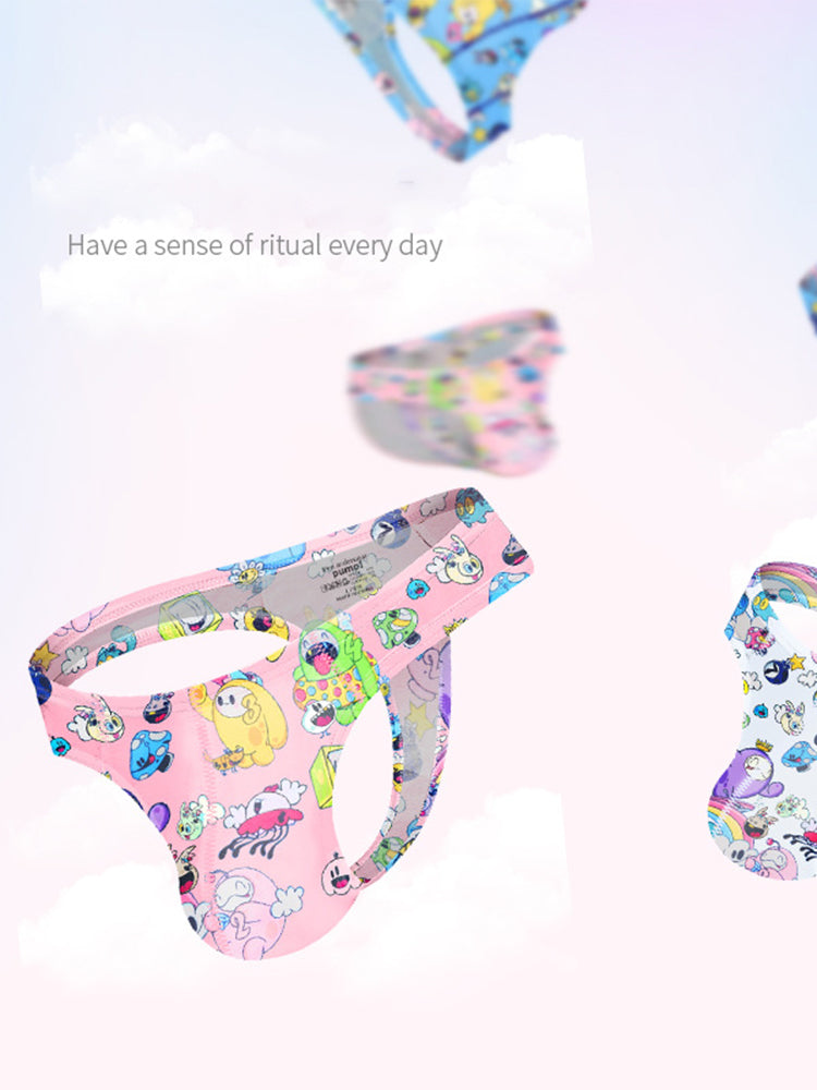 2 Pack Men's Low-Rise Sexy Print Thong