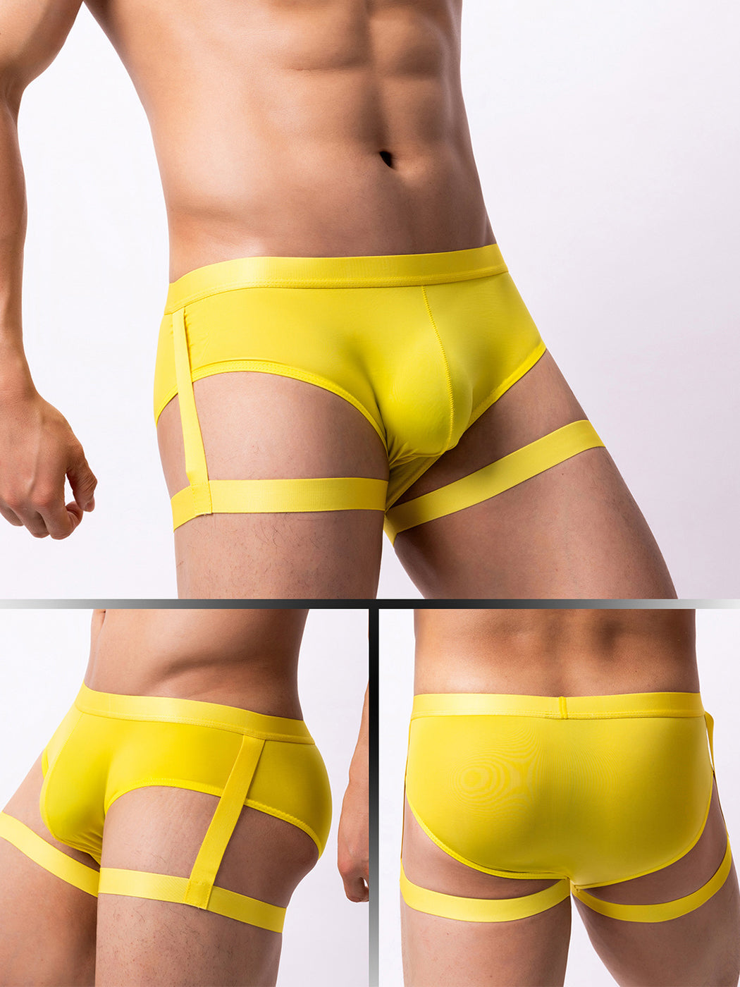 Men’s Sexy Solid Color Suspender Briefs