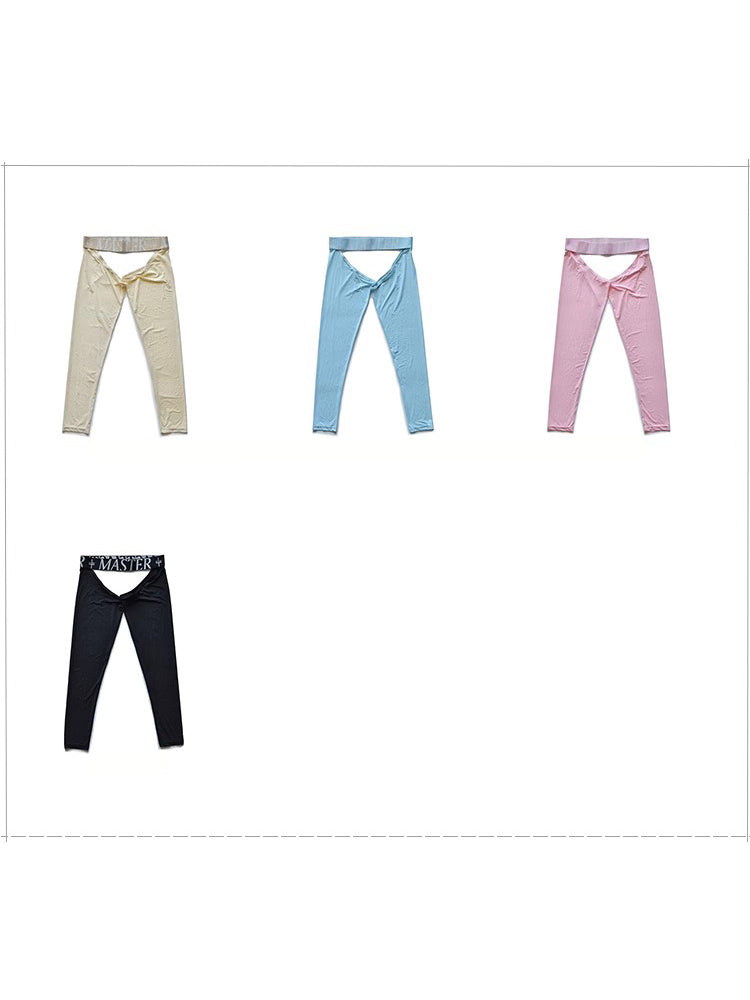 Men's Low-Waist Sexy Hollow Silk-Smooth Semi-Transparent Thermal Pants