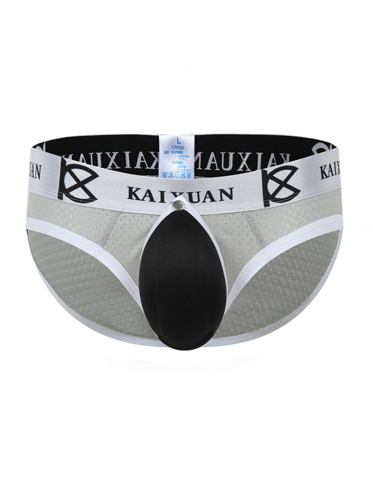 2 Pack Men's Sexy Mesh Front Opening Sponge Coaster Briefs