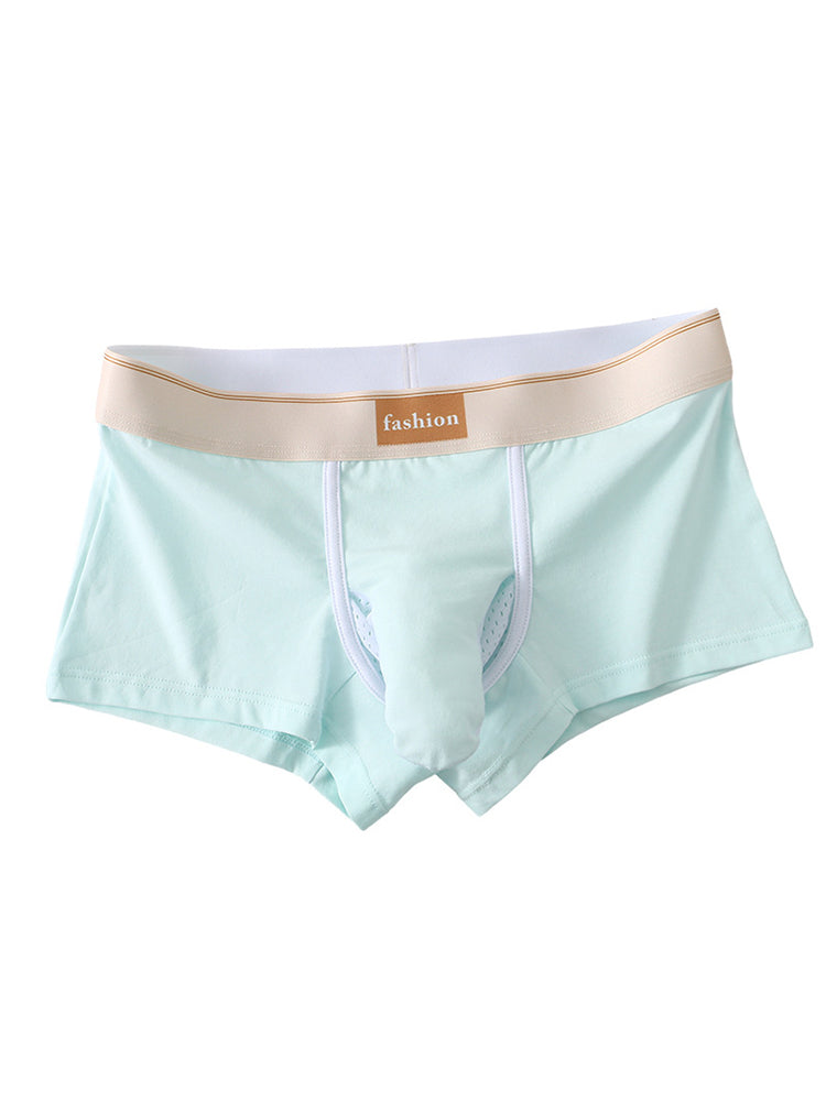 3 Pack Men's Elephant Trunk Separate Cotton Sexy Mid-Rise Solid Color Trunks