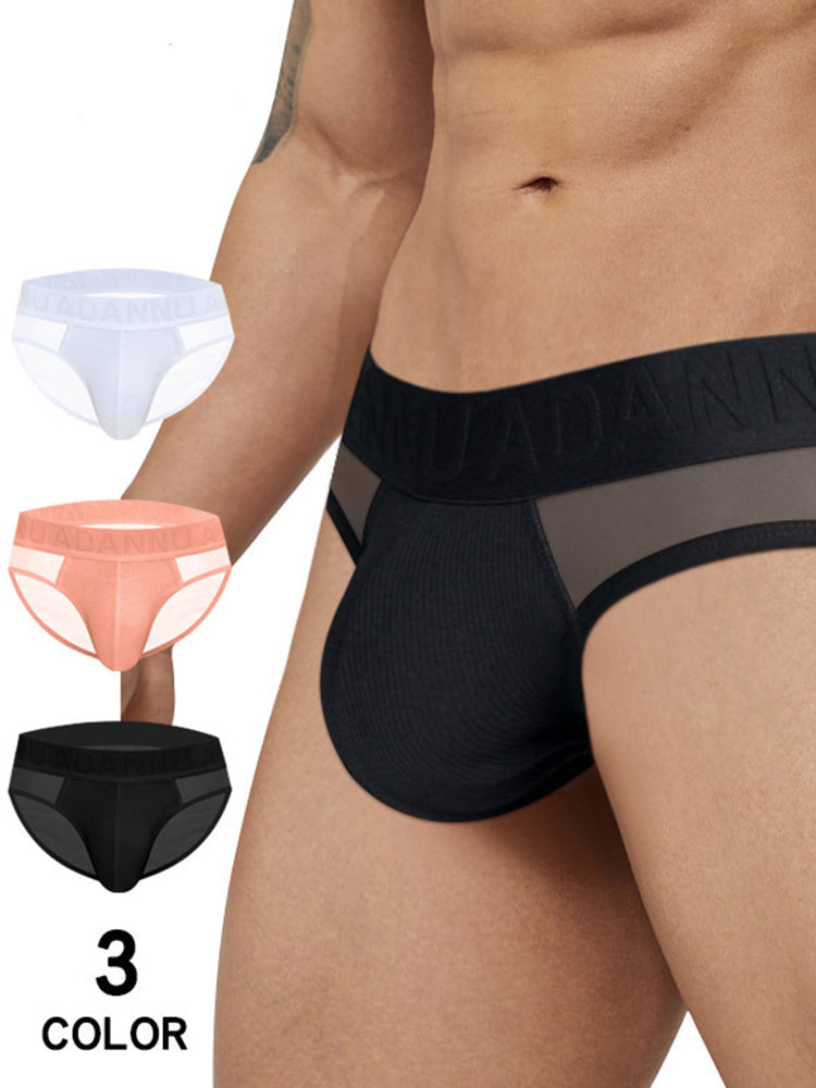 2-pack Men's Sexy Semi-transparent Ribbed Briefs