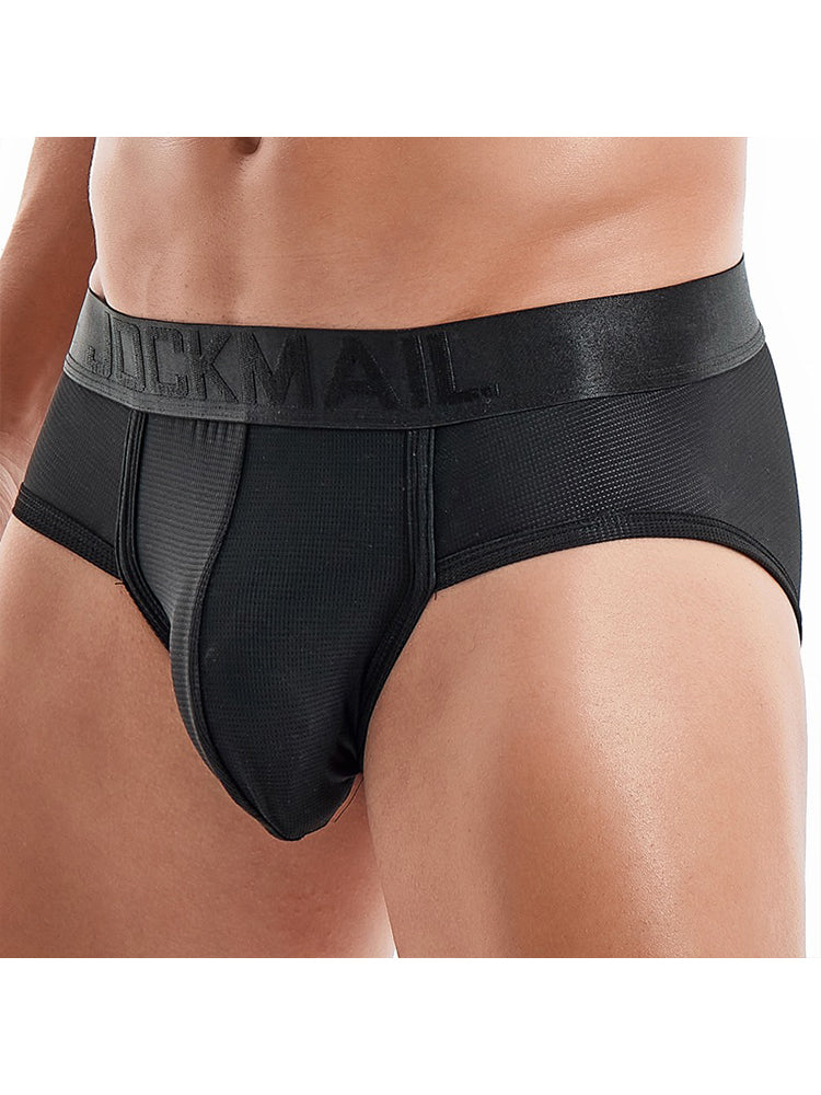 Men's Solid Color Mesh Breathable Sports Fitness Briefs