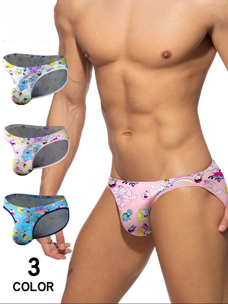 2-pack Men's Breathable Sports Cartoon Print Bikini