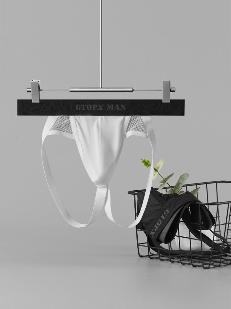 2 Pack Men's Low-Rise Ice Silk Breathable Mesh Jockstrap