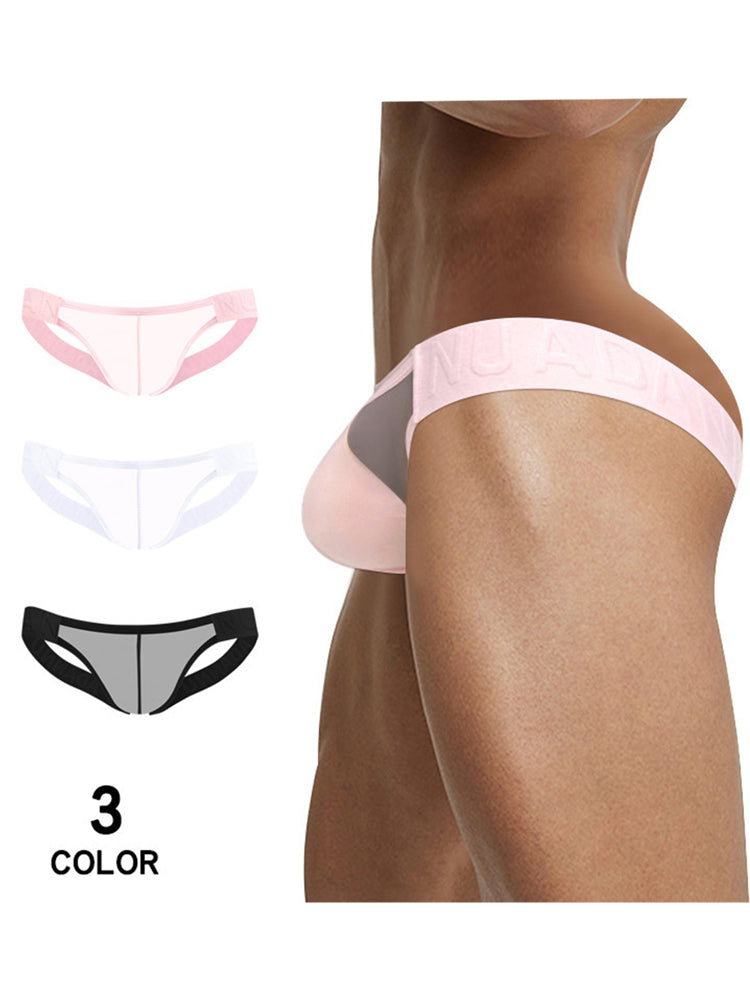 2 Pack Men's Sheer No-Waistband Jockstrap with Textured Pattern