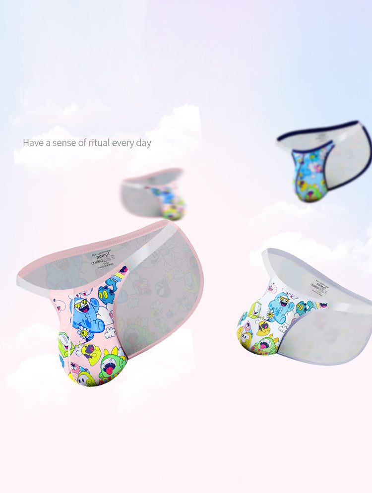 2 Pack Men's Trendy Printed Cartoon Comfortable and Breathable Bikini