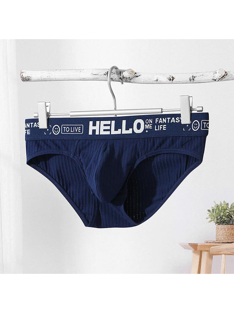 Men's Cotton Ribbed Breathable Briefs with 3D Pouch