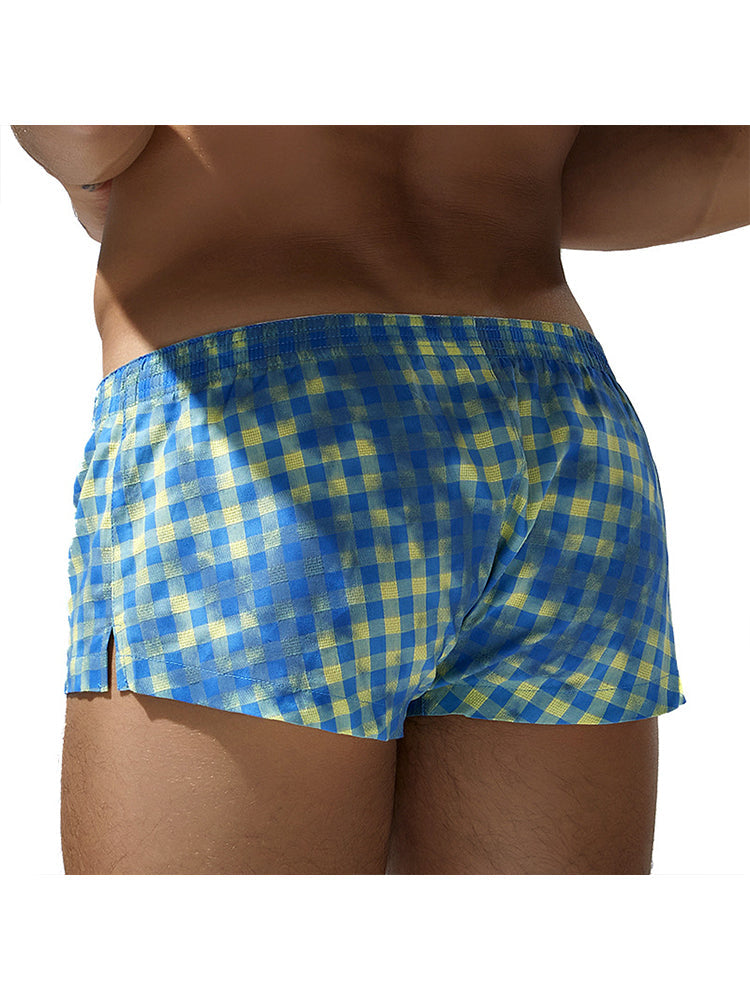 Men's Low-Rise Plaid Sexy Pouch Boxers