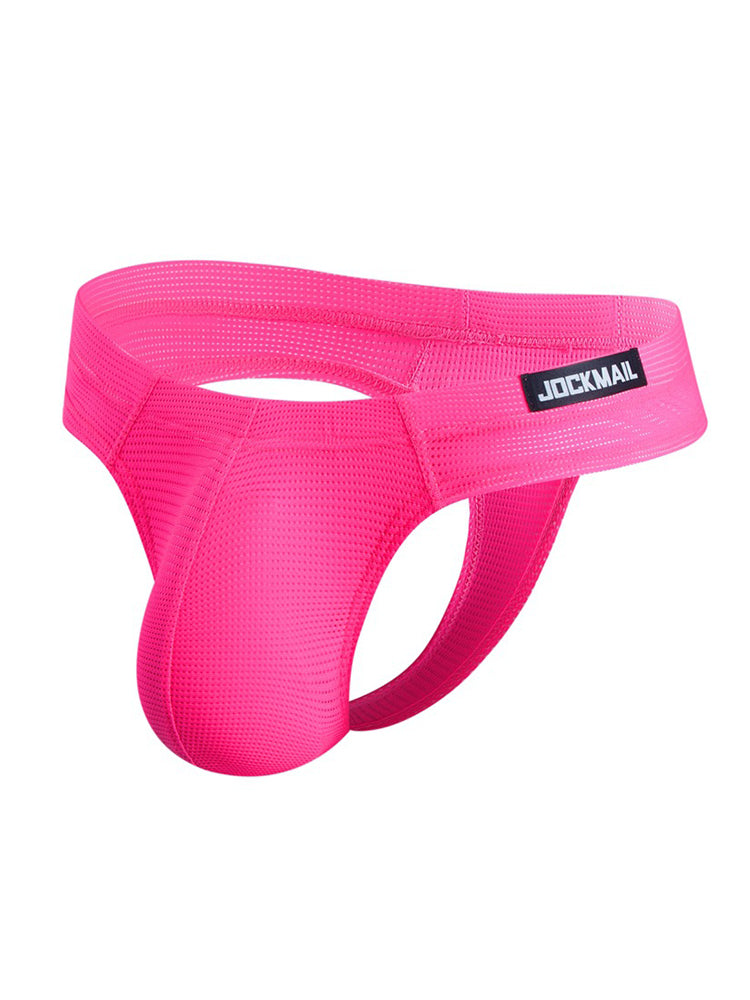 Men's Simple Breathable Mesh Pouch Thong & Strings