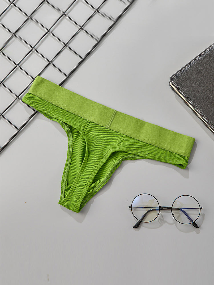 2 Pack Men's Ribbed Butt-Lifting U-Pouch Sexy Thong