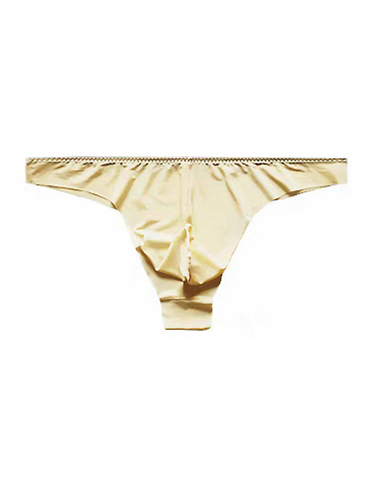 4 Pack Men's Seamless Ice Silk Sports Sexy Solid Color Thong & Strings