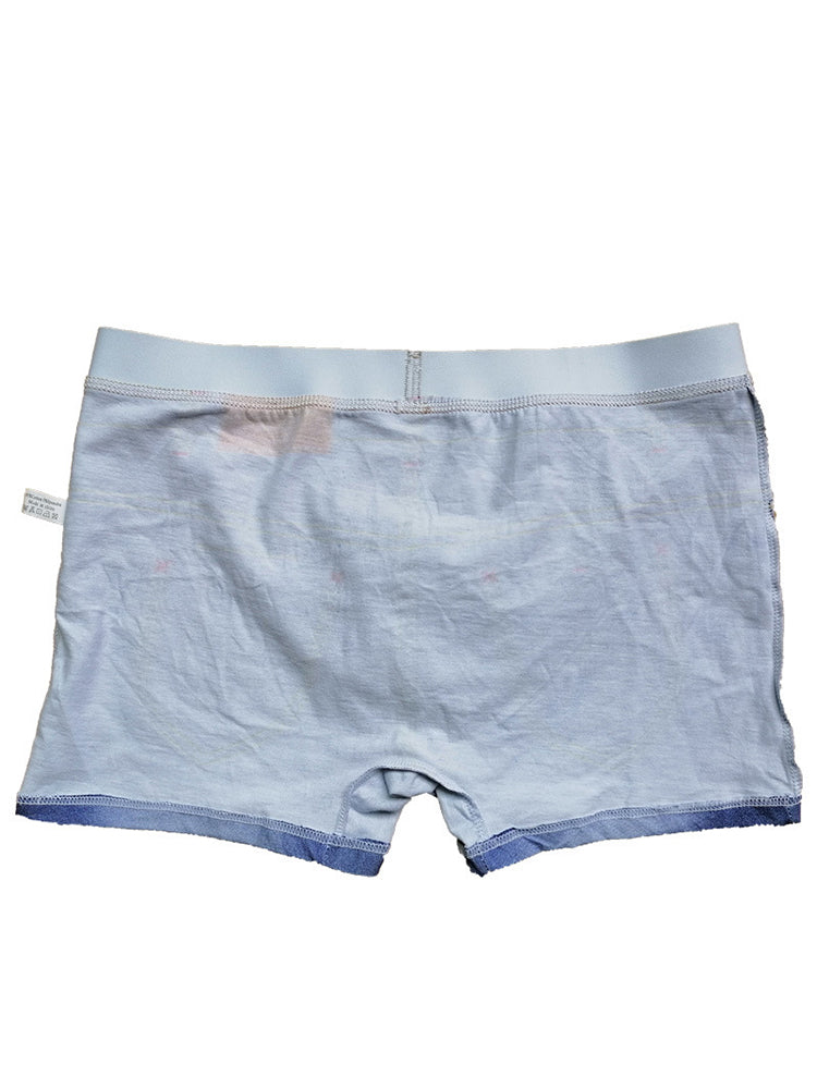 2 Pack Men's Denim Printed Cotton Boxer Briefs
