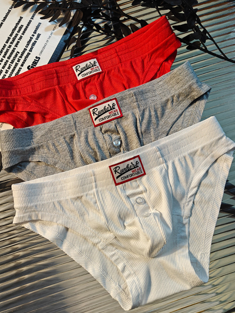 2 Pack Men's Premium Comfortable Fabric Low-Rise U-Shaped Button Fly Briefs