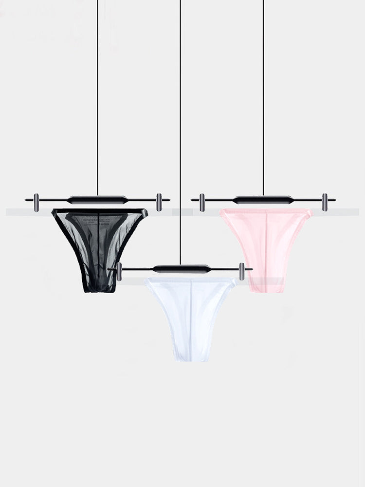 2 Pack Men's Sexy Seamless Semi-Transparent Thong & Strings