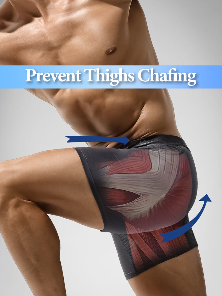 Men's Long Anti-Chafing Athletic Boxer Briefs