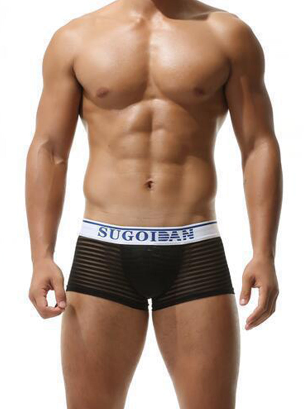 Men's Sexy Transparent Striped Trunks