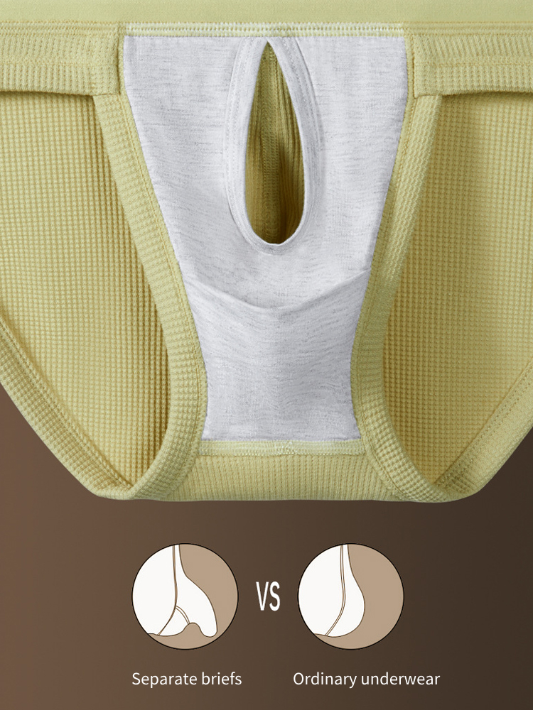 2 Pack Men's Waffle-Knit Cotton Separable Scrotum Support Briefs