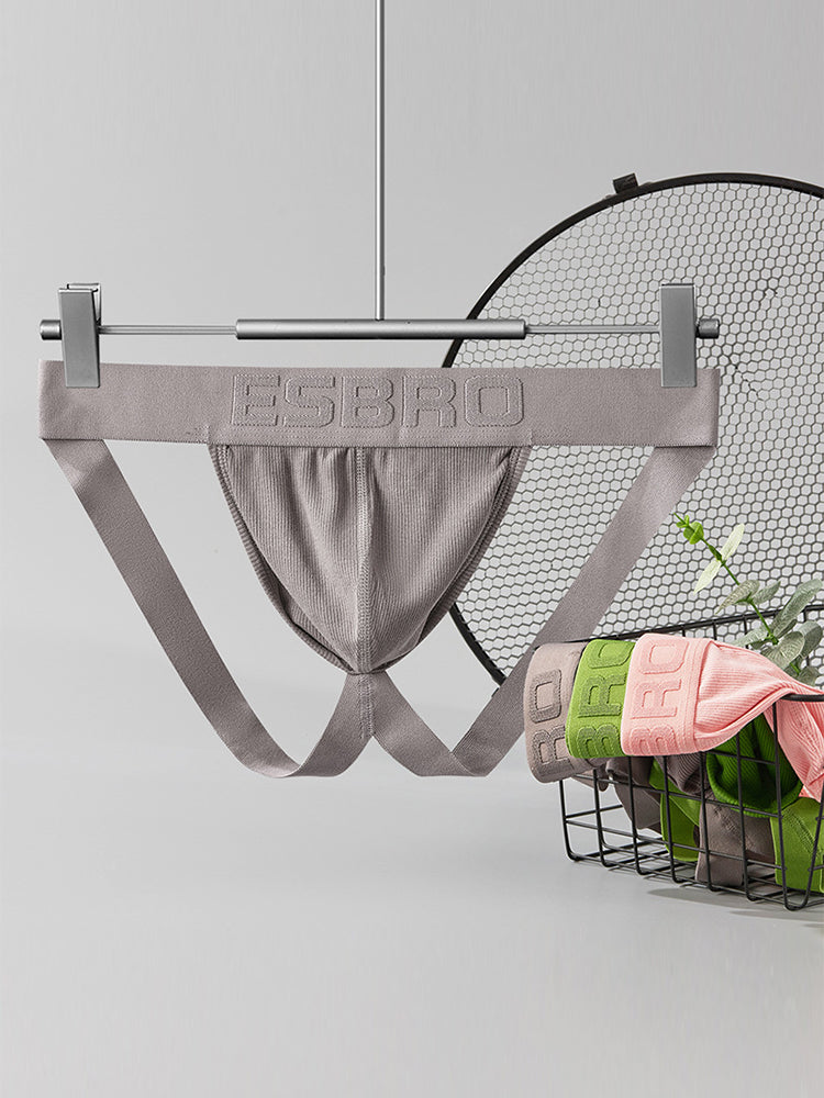 2 Pack Men's Ribbed U-Pouch Sexy Jockstrap