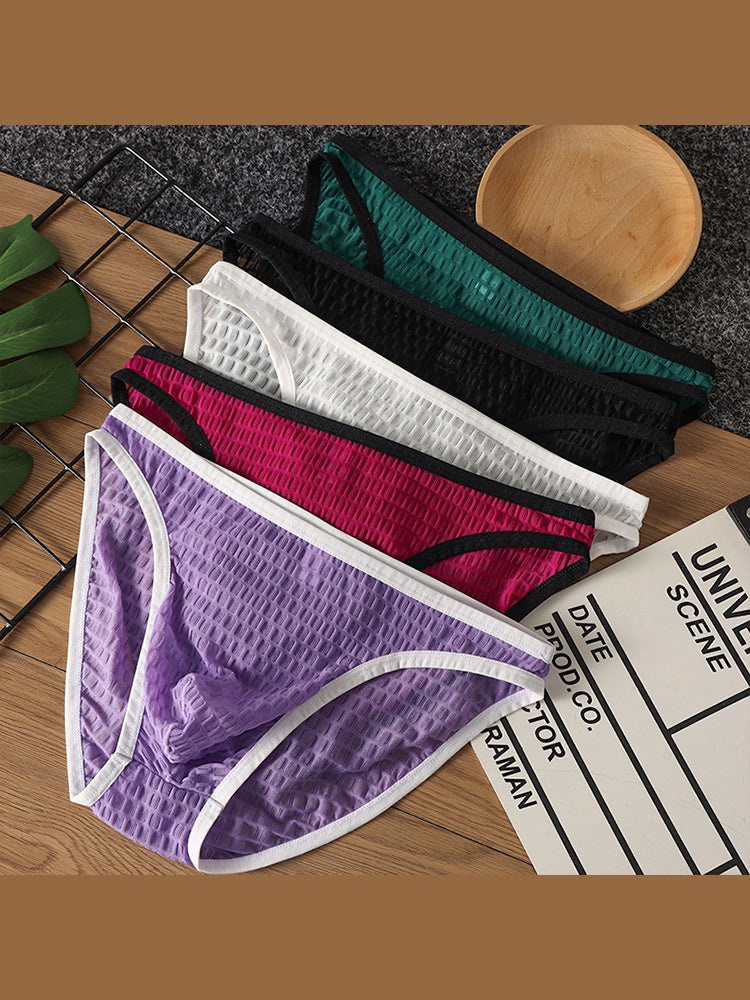 2 Pack Men's Solid-Color Checkered Briefs