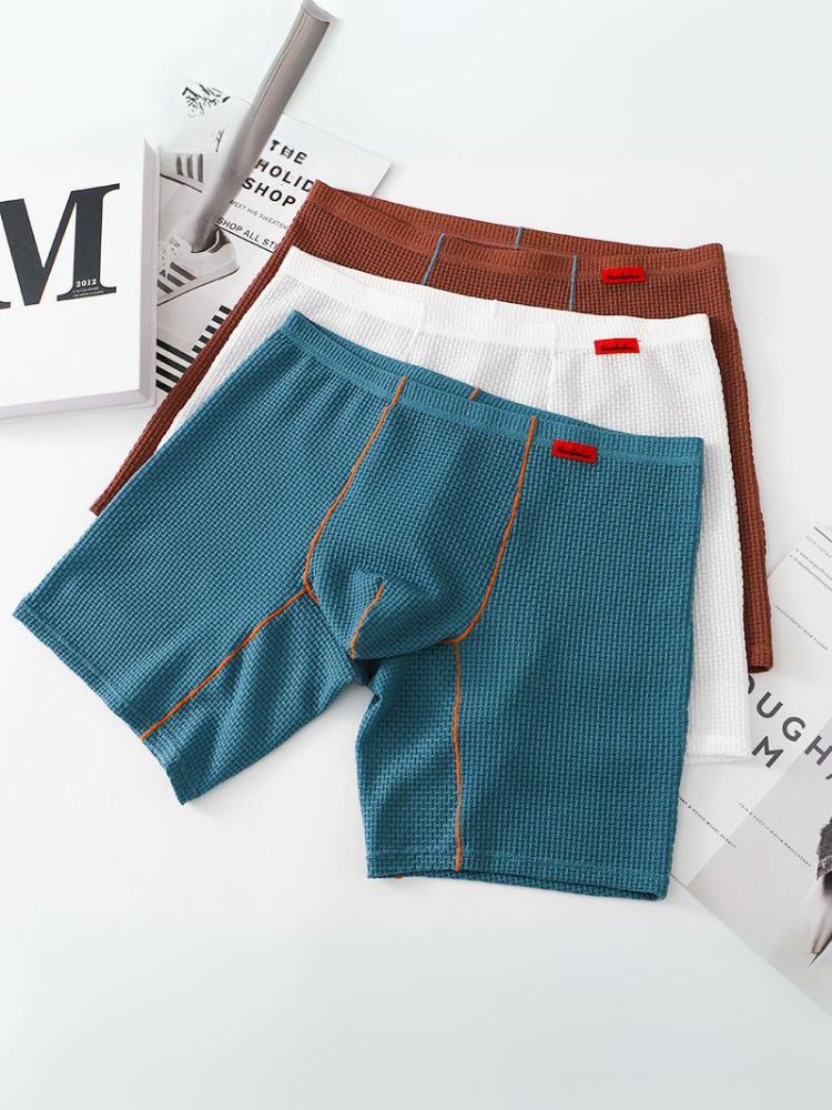 3 Pack Men's Anti-chafing Waffle Boxer Briefs