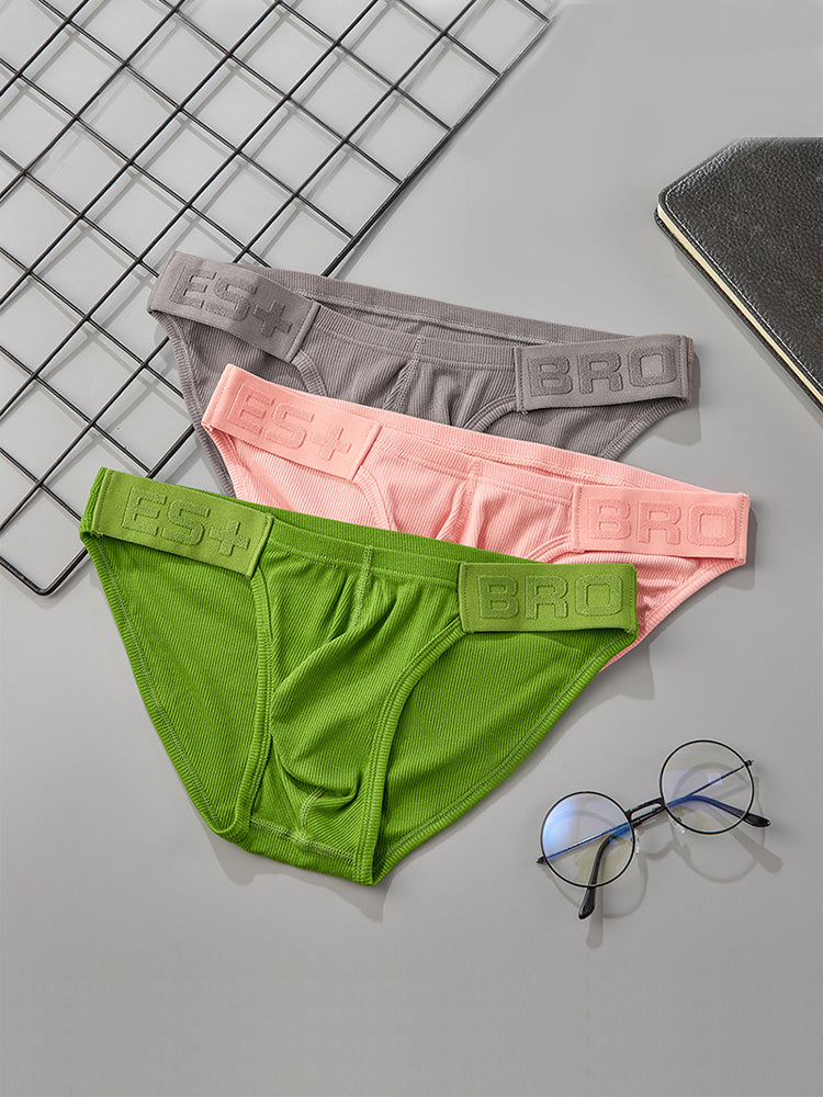 2 Pack Men's Solid Color Low Rise Sweat-Absorbent Large U-Shaped Small Pocket Briefs