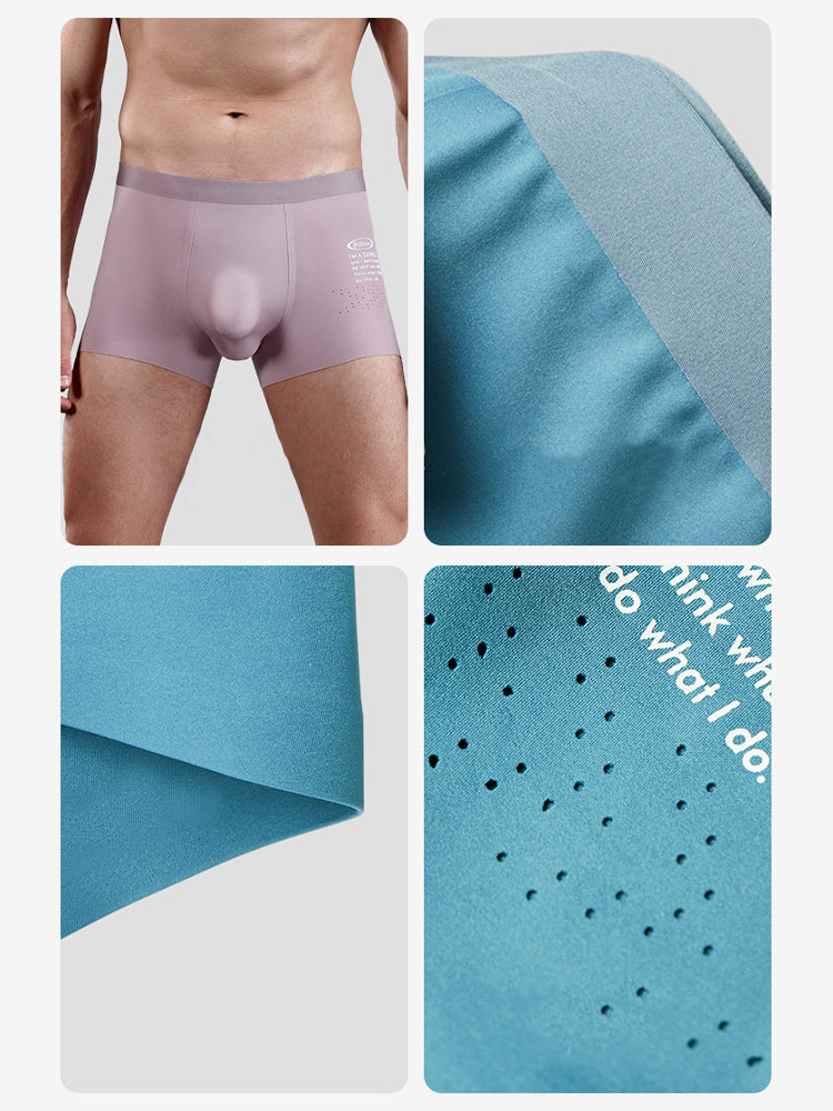 Men's Dual-Raised Support Seamless Solid Color Trunks
